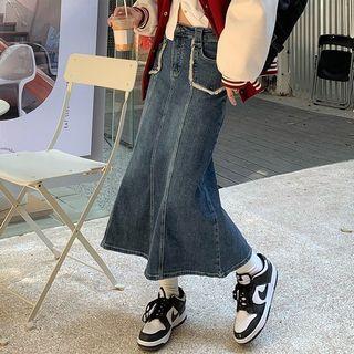 Denim Mermaid Midi A-line Skirt