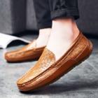 Genuine-leather Woven Loafers