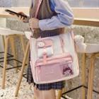 Cartoon Print Nylon Crossbody Tote Bag / Bag Charm / Set