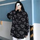 Heart Pattern Shirt White Hearts - Black - One Size