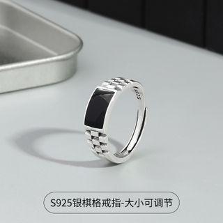 Glaze Sterling Silver Open Ring Black - One Size