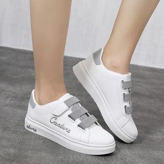 Embroidered Adhesive Strap Sneakers