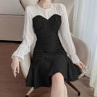 Flared-cuff Drawstring A-line Dress