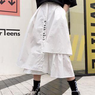 Lettering Asymmetric A-line Skirt