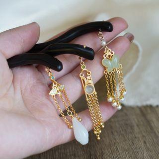 Fringed Alloy Wooden Hair Stick (various Designs)