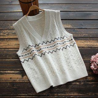 V-neck Jacquard Sweater Vest