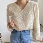 Peter Pan Eyelet Lace Blouse Almond - One Size