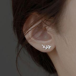 Asymmetrical Leaf Stud Earring 1 Pair - Earrings - Asymmetrical Leaf - Silver - One Size