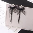 Lace Bow Faux Crystal Fringed Earring