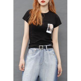 Printed Seam-trim T-shirt
