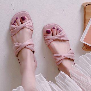 Open Toe Twist Strap Slingback Sandals