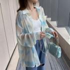 Long-sleeve Tie-dyed Sheer Shirt
