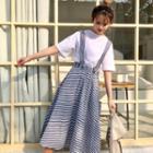 Striped Midi Jumper Skirt