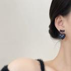 Bow Heart Drop Earring E4384 - 1 Pair - Black - One Size