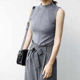 Mock-neck Knit Tank Top