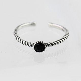 925 Sterling Silver Stone Ribbed Open Ring