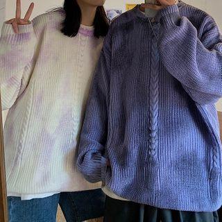 Round Neck Tie-dye Print Sweater