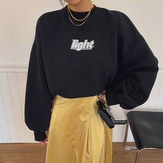 Light Printed Fleece-lined Boxy Sweatshirt