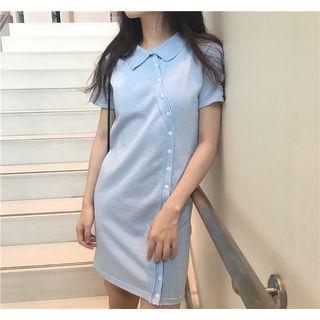 Short-sleeve Knit Polo Dress