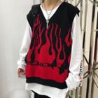 Flame Jacquard Sweater Vest