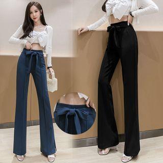 Bow Accent Bootcut Pants