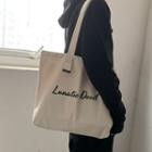 Lettering Canvas Tote Bag Lunatie Deuil - Beige - One Size