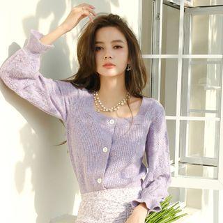 Square Neck Melange Cardigan