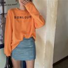 Long-sleeve Letter Printed Sweatshirt / Letter Printed Shawl