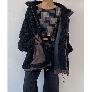 Oversize-pocket Dumble Zip Jacket Black - One Size