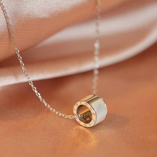 Lettering Ring 925 Sterling Silver Necklace Necklace - Lettering - Shell - One Size