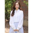 Batwing-sleeve Cropped Linen-blend Shirt