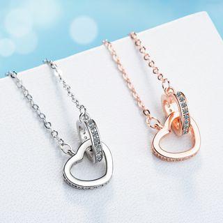 Rhinestone Interlocking Heart Pendant Necklace