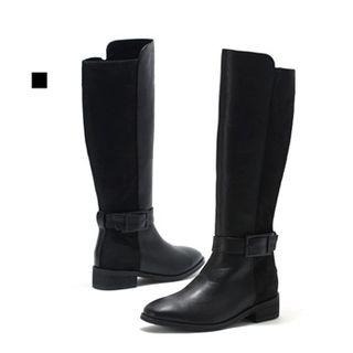 Buckled-trim Knee High Boots