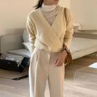 Long-sleeve Turtleneck Top / V-neck Sweater / Straight-fit Dress Pants