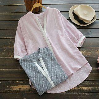 Short-sleeve Stand Collar Blouse