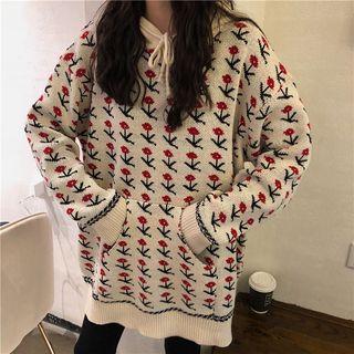 Floral Loose-fit Sweater / Plain Leggings