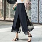 Mock Two Piece High-waist Loose-fit Cropped Pants