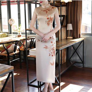 Floral Cap-sleeve Midi Qipao