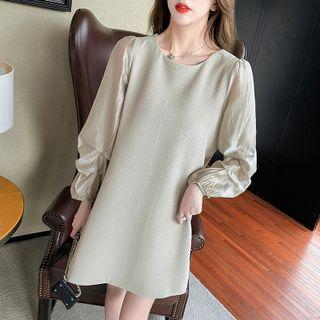 Puff-sleeve Panel Shift Dress