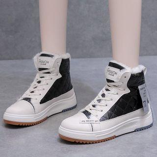 Applique Quilted Platform Lace Up Short Boots