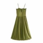 Spaghetti Strap Bow Detail Midi A-line Dress