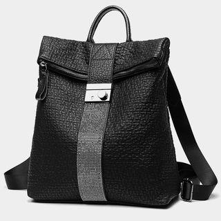 Genuine Leather Croc Grain Backpack Black - One Size