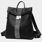 Genuine Leather Croc Grain Backpack Black - One Size