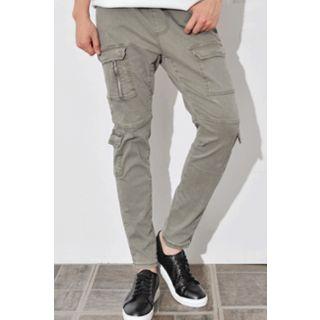 Band-waist Cargo-pocket Trim Pants