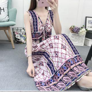 Sleeveless Patterned Maxi Sundress