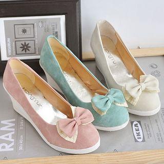 Bow Accent Wedge Shoes