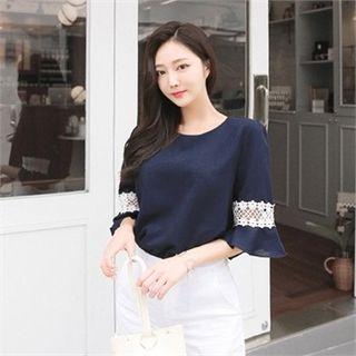 Tie-back Lace-trim Top
