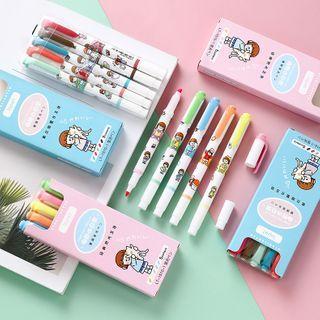 Set: Cartoon Print Dual Head Highlighter