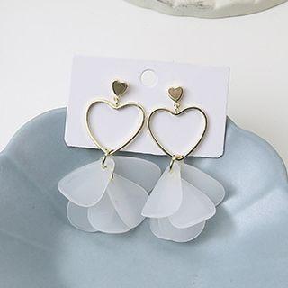 Heart & Acrylic Petal Dangle Earring