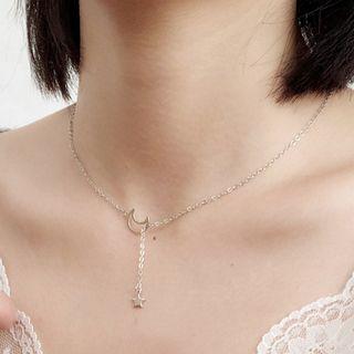 Moon Necklace White Gold - One Size